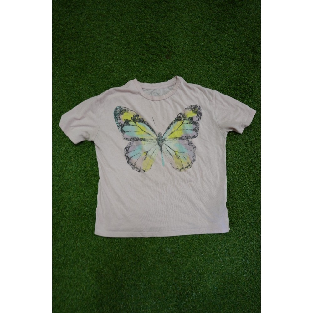 Art Class T-Shirt Girl Large Pink Graphic Print Butterfly Crew Neck Short Sleeve